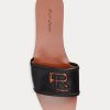 Schwarze Ralph Lauren Andela Sandalen aus brüniertem Kalbsleder für Damen