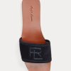 Schwarze Ralph Lauren Andela Sandalen aus Kalbswildleder für Damen