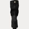 Schwarze Ralph Lauren Artizan Wildlederstiefel für Damen