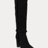 Schwarze Ralph Lauren Aubri Wildlederstiefel für Damen