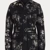 Schwarze Ralph Lauren Bacall Embellished Denim-Feldjacken für Damen