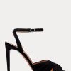 Schwarze Ralph Lauren Bacall II Samtsandalen für Damen