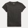 Schwarze Ralph Lauren Baumwolljersey-T-Shirts mit Rundhalsausschnitt für Damen