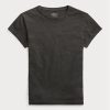 Schwarze Ralph Lauren Baumwolljersey-T-Shirts mit Rundhalsausschnitt für Damen