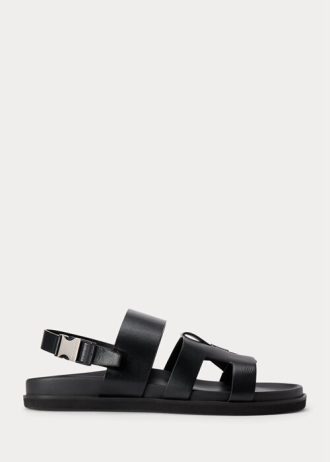 Schwarze Ralph Lauren Biorn Kalbsledersandalen für Herren