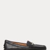 Schwarze Ralph Lauren Briony Driver-Loafer aus Leder für Damen