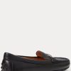 Schwarze Ralph Lauren Briony Driver-Loafer aus Leder für Damen