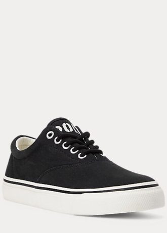 Schwarze Ralph Lauren Bryn Canvas-Sneakers für Damen