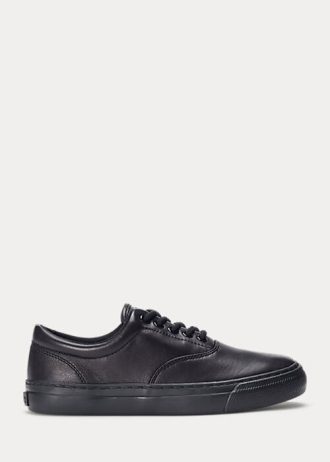 Schwarze Ralph Lauren Bryn Leder-Sneakers für Damen