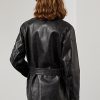 Schwarze Ralph Lauren Cadena Motorradjacken aus Kalbsleder für Damen