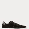 Schwarze Ralph Lauren Court Velvet Low-Top-Sneakers für Herren