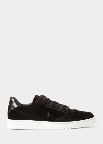 Schwarze Ralph Lauren Court Velvet Low-Top-Sneakers für Herren
