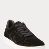 Schwarze Ralph Lauren Court Velvet Low-Top-Sneakers für Herren
