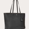 Schwarze Ralph Lauren Crosshatch Leder Große Clare Tragetaschen für Damen