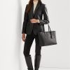 Schwarze Ralph Lauren Crosshatch Leder Große Clare Tragetaschen für Damen