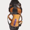 Schwarze Ralph Lauren Dakota Sandalen aus brüniertem Kalbsleder für Damen