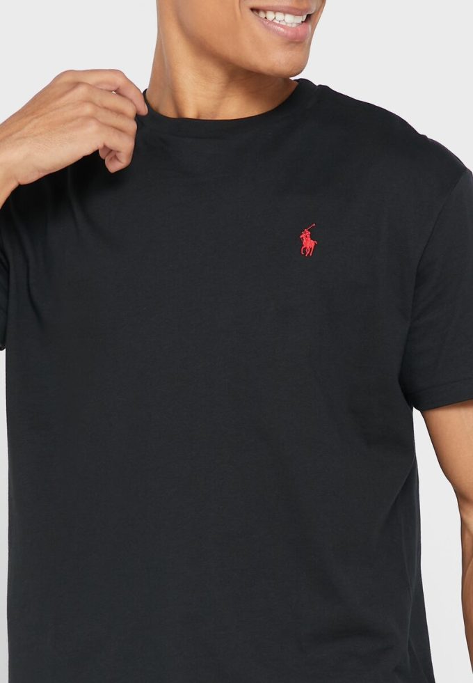 Schwarze Ralph Lauren Essential T-Shirts mit Rundhalsausschnitt für Herren