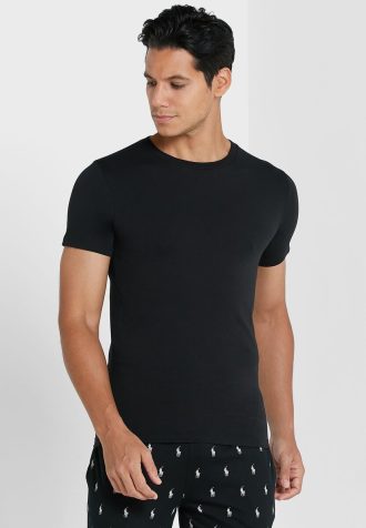 Schwarze Ralph Lauren Essential T-Shirts mit Rundhalsausschnitt für Herren im 2er-Pack