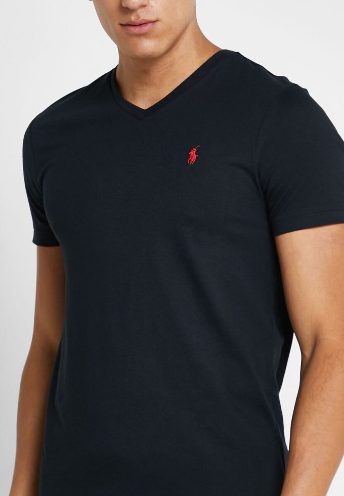 Schwarze Ralph Lauren Essential T-Shirts mit V-Ausschnitt für Herren