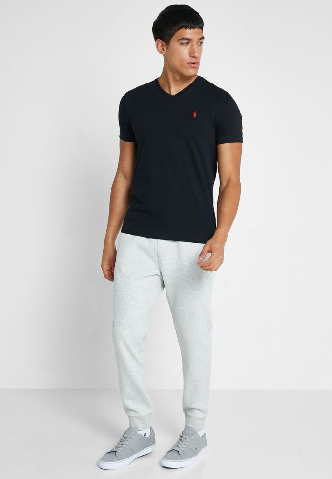 Schwarze Ralph Lauren Essential T-Shirts mit V-Ausschnitt für Herren