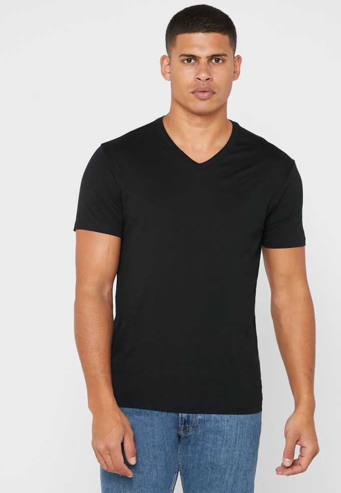 Schwarze Ralph Lauren Essential T-Shirts mit V-Ausschnitt im 2er-Pack für Herren