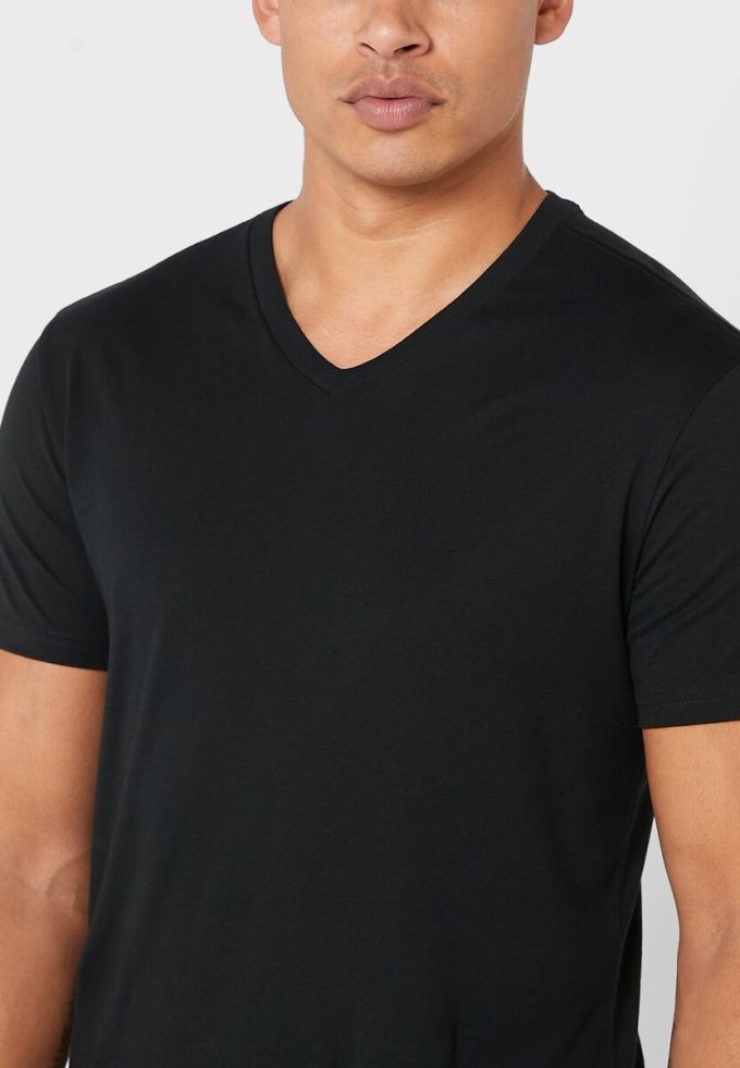 Schwarze Ralph Lauren Essential T-Shirts mit V-Ausschnitt im 2er-Pack für Herren