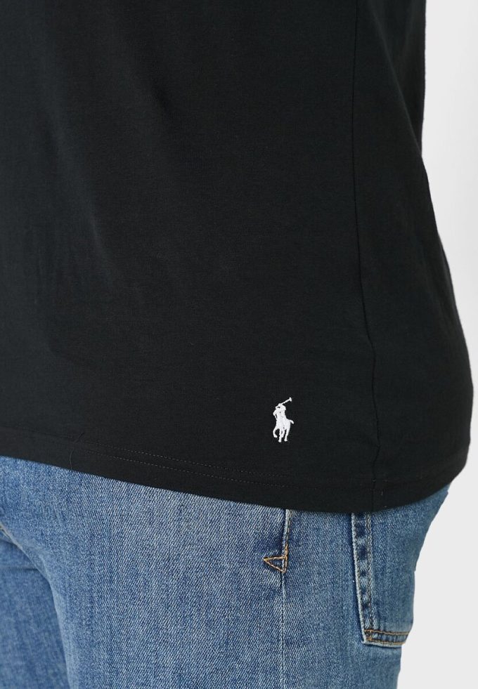 Schwarze Ralph Lauren Essential T-Shirts mit V-Ausschnitt im 2er-Pack für Herren
