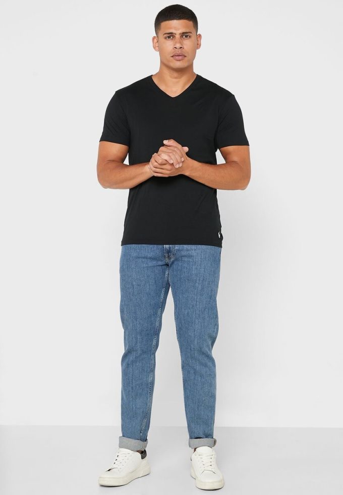 Schwarze Ralph Lauren Essential T-Shirts mit V-Ausschnitt im 2er-Pack für Herren
