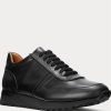 Schwarze Ralph Lauren Ethan Kalbsleder-Sneaker für Herren