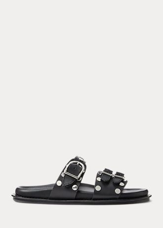 Schwarze Ralph Lauren Ezra Sandalen aus Lammleder mit Nieten für Damen