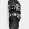 Schwarze Ralph Lauren Ezra Sandalen aus Lammleder mit Nieten für Damen