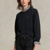 Schwarze Ralph Lauren Fleece-Pullover mit Rundhalsausschnitt für Damen