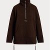 Schwarze Ralph Lauren Fleece-Tunika-Sweatshirts mit Viertelreißverschluss für Damen