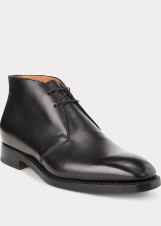 Schwarze Ralph Lauren Frasco Chelsea-Stiefel aus Kalbsleder für Herren