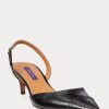 Schwarze Ralph Lauren Garland Slingback-Pumps aus Kalbsleder für Damen