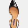 Schwarze Ralph Lauren Garland Slingback-Pumps aus Kalbsleder für Damen