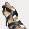 Schwarze Ralph Lauren Gisella Heels aus brüniertem Leder für Damen