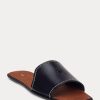 Schwarze Ralph Lauren Hausschuhe aus Vachetta-Leder für Damen