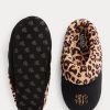 Schwarze Ralph Lauren Hausschuhe mit Leopardenlogo für Damen