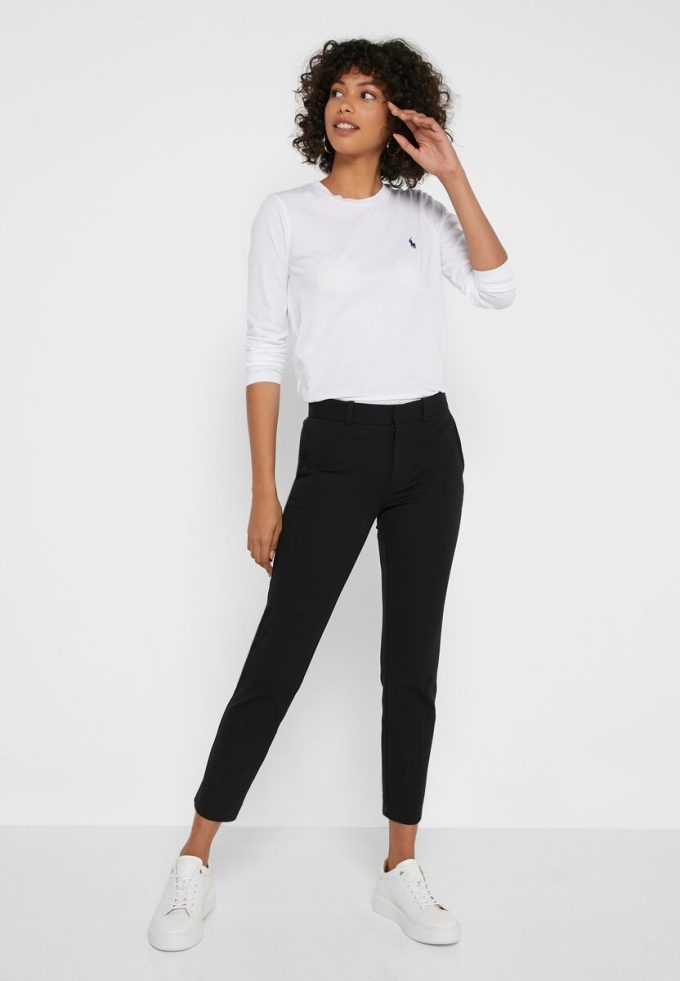 Schwarze Ralph Lauren High Waist Hose für Damen