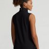 Schwarze Ralph Lauren Hybrid Performance Weste mit durchgehendem Reißverschluss für Damen