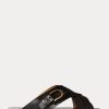 Schwarze Ralph Lauren Jacie Kalbsleder-Steigbügelsandalen für Damen
