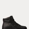 Schwarze Ralph Lauren Jaemyn High-Top-Sneakers aus Kalbsleder für Damen