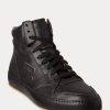 Schwarze Ralph Lauren Jaemyn High-Top-Sneakers aus Kalbsleder für Damen