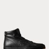 Schwarze Ralph Lauren Jaemyn High-Top-Sneakers aus Kalbsleder für Herren