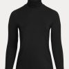 Schwarze Ralph Lauren Jersey-Rollkragenoberteile für Damen
