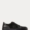Schwarze Ralph Lauren Jinett Low-Top-Sneakers aus Wildleder und Leder für Damen
