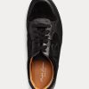 Schwarze Ralph Lauren Jinett Low-Top-Sneakers aus Wildleder und Leder für Damen