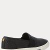 Schwarze Ralph Lauren Jinny Woven Slip-On-Sneakers für Damen