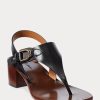 Schwarze Ralph Lauren Julie Welington Kalbsledersandalen für Damen